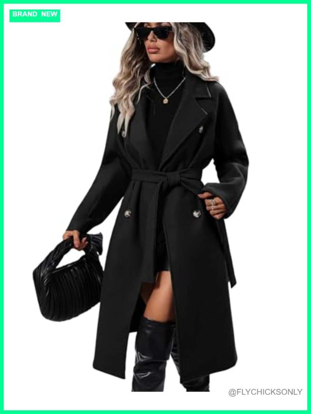 Wool Blend Pea Coat Long Trench Coat Double Breasted Notched Lapel